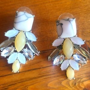 Express White Stone Statement Earrings